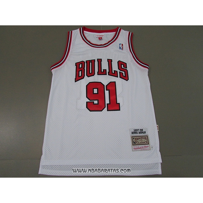 Camiseta Chicago Bulls Dennis Rodman #91 Mitchell & Ness 1997-98 Blanco